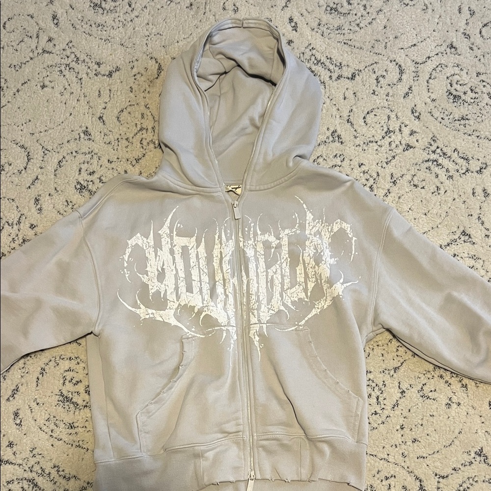 Over sized gray full zip hoodie